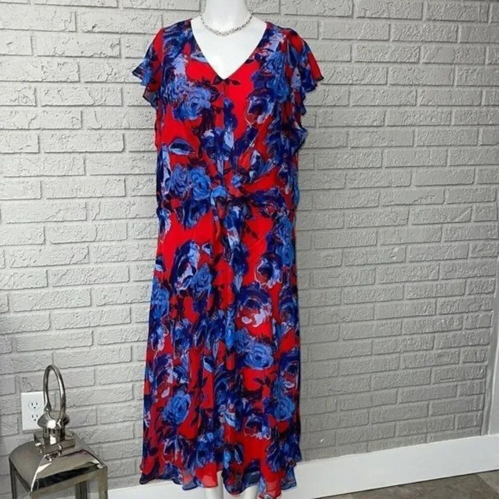 DR Collection by Donna Ricca Women Flutter Sleeve Maxi Dress Size 16